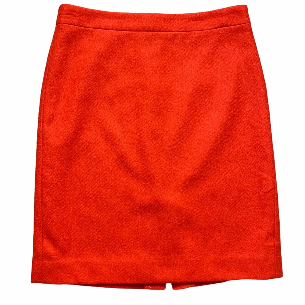 J. Crew Orange Wool Straight Pencil Skirt Sz 4